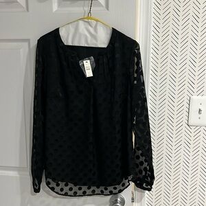 NWT Talbots Black Polka Dot Party Blouse